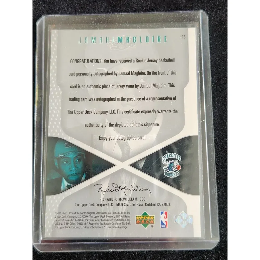 Jamaal Magloire 2000-01 SPx Rookie Jersey Autograph #115 Hornets RC